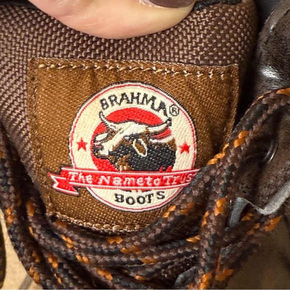 Brahma Mens 5.5 Womens 7 Steel Toe Work Boots Brown Oil & Slip Resistant Lace Up - Picture 7 of 8